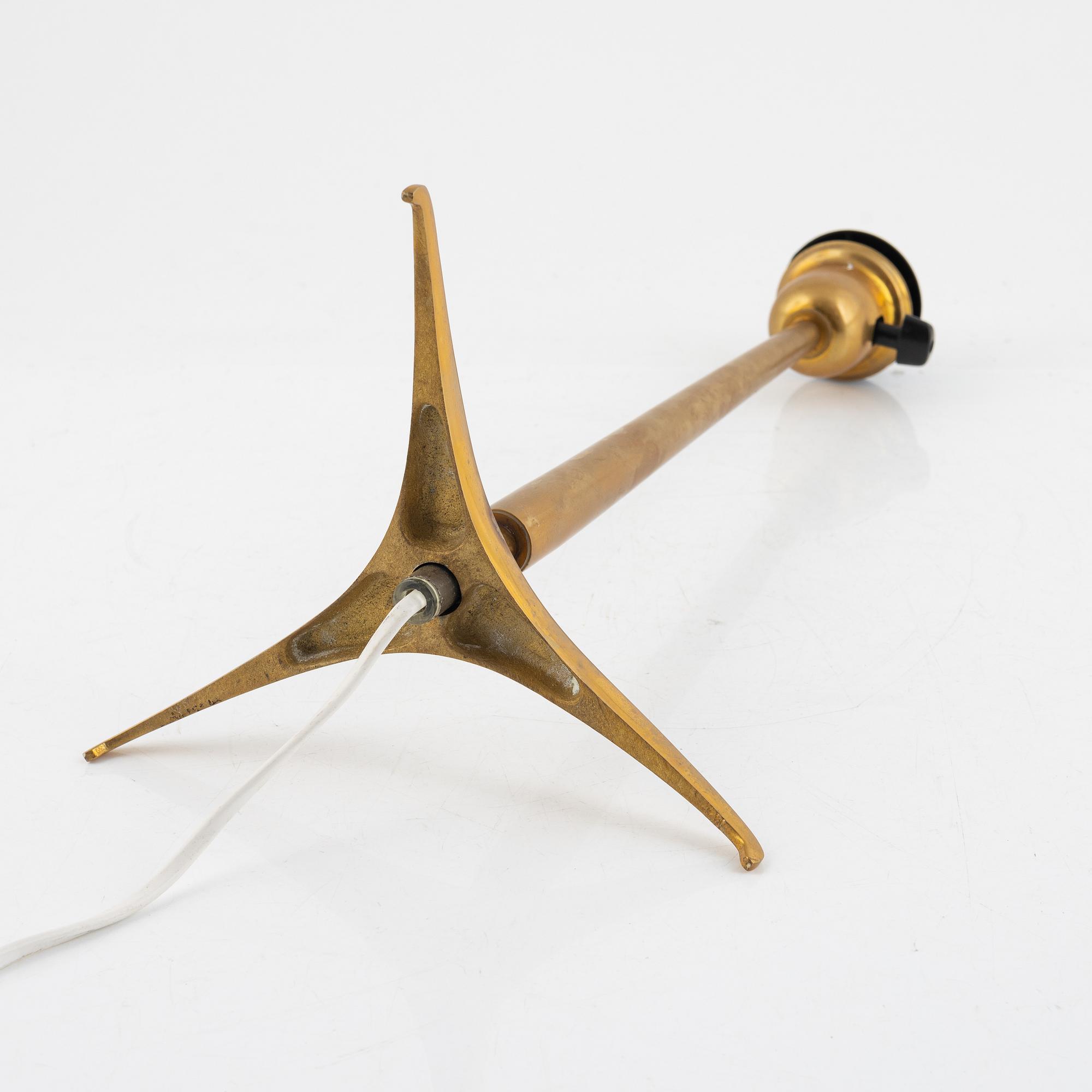 A mid 20th century brass table lamp, from CEBE (Asea Belysning).