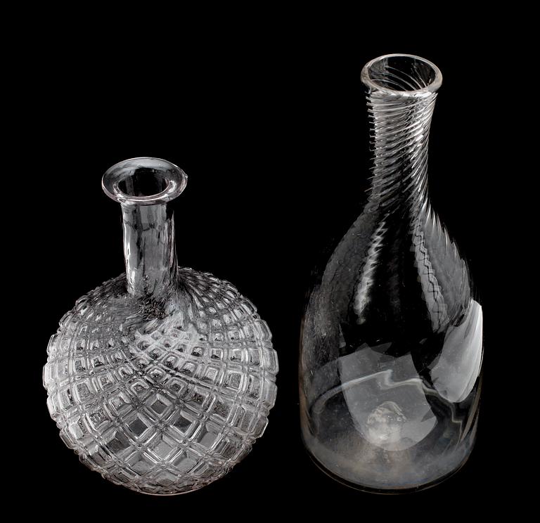 KARAFFER, 2 st, glas, 1800-/1900-tal.