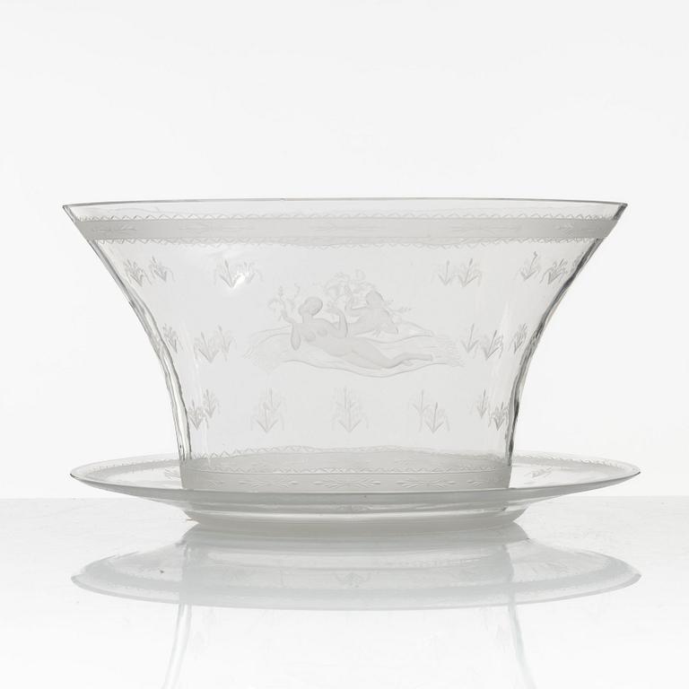 Edward Hald, skål med fat, modell 149, Orrefors.