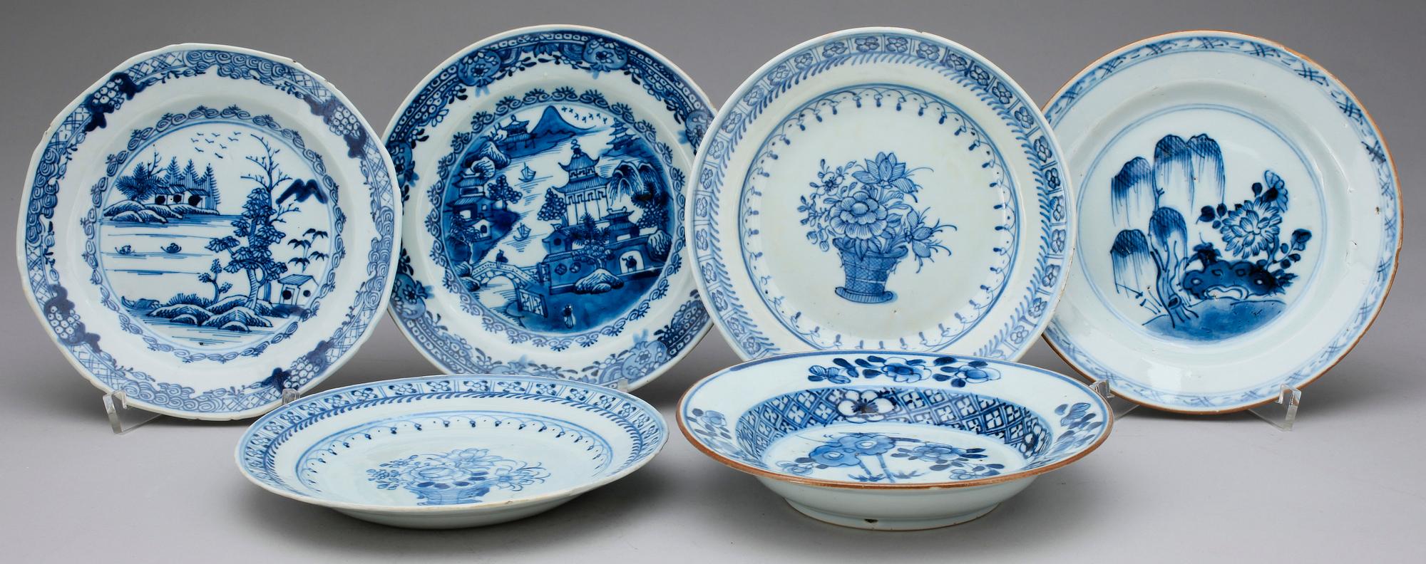 TALLRIKAR, 6 st, porslin, Kina, Qianlong 1736-1796.