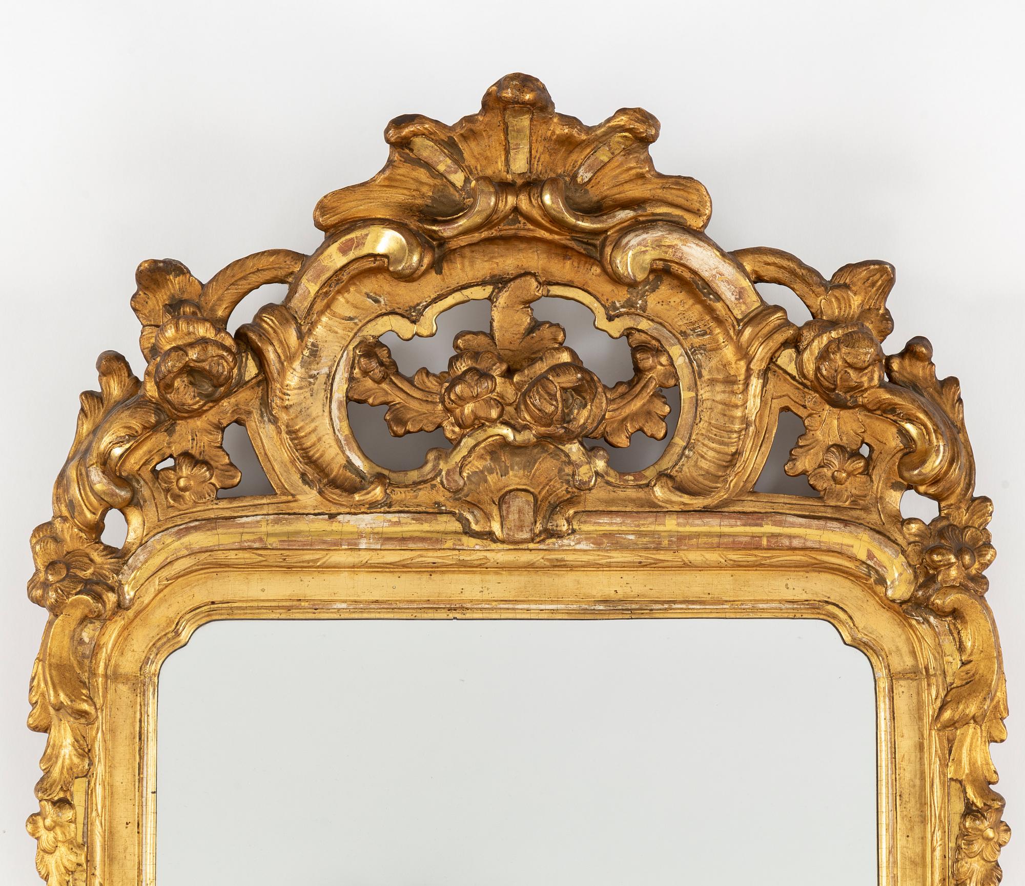 A Rococo mirror by Niclas Meunier, (Stockholm 1754-1797).