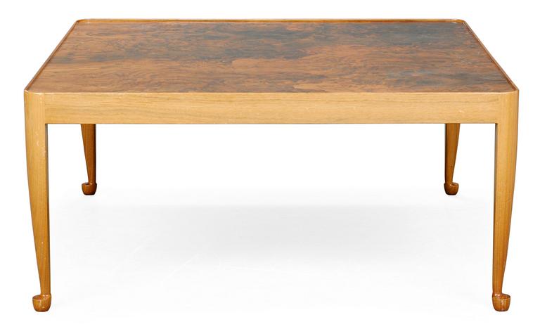 A Josef Frank "Diplomat" mahogany and amboyna burr wood sofa table, Firma Svenskt Tenn.