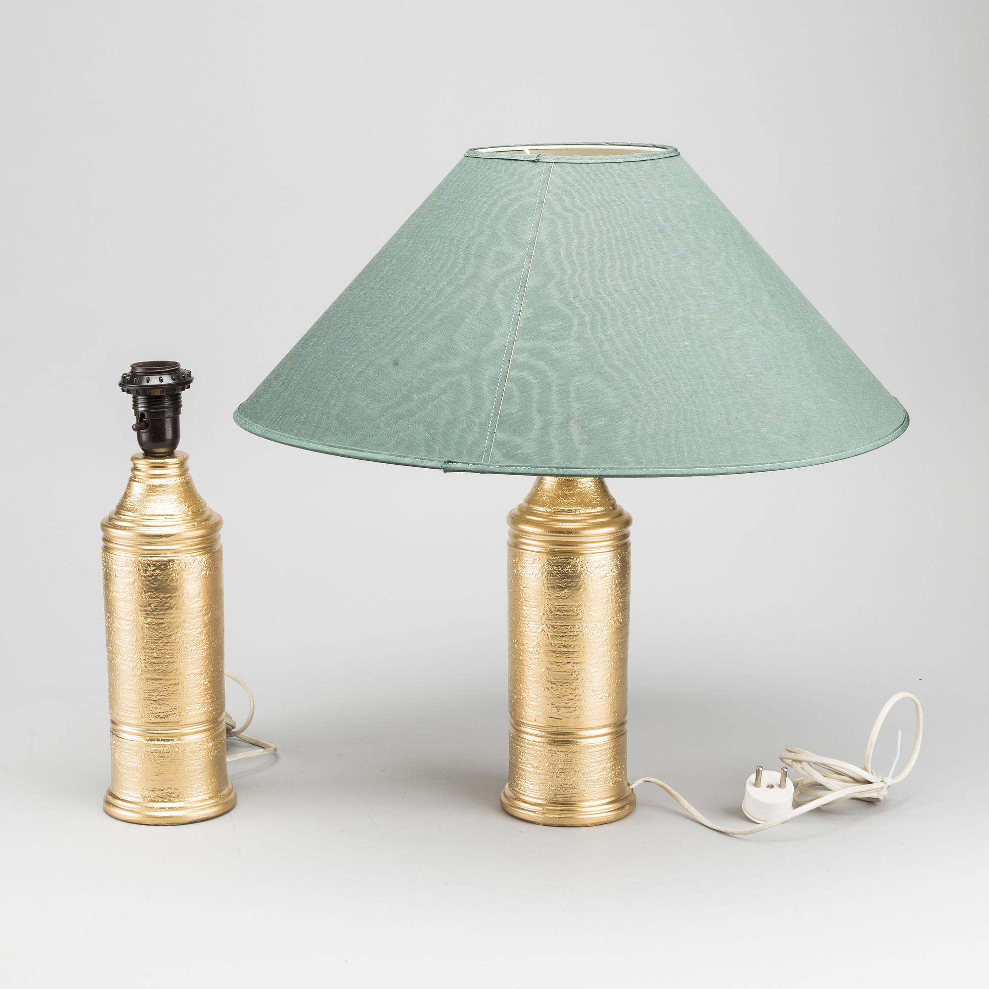 A PAIR OF TABLE LAMPS, stone ware. Bitossi Italy, Bergboms Sweden.