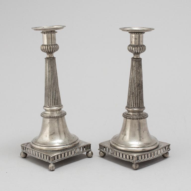 HANS WICKSTEN, a pair of pewter candlesticks, Västerås 1782-1814.