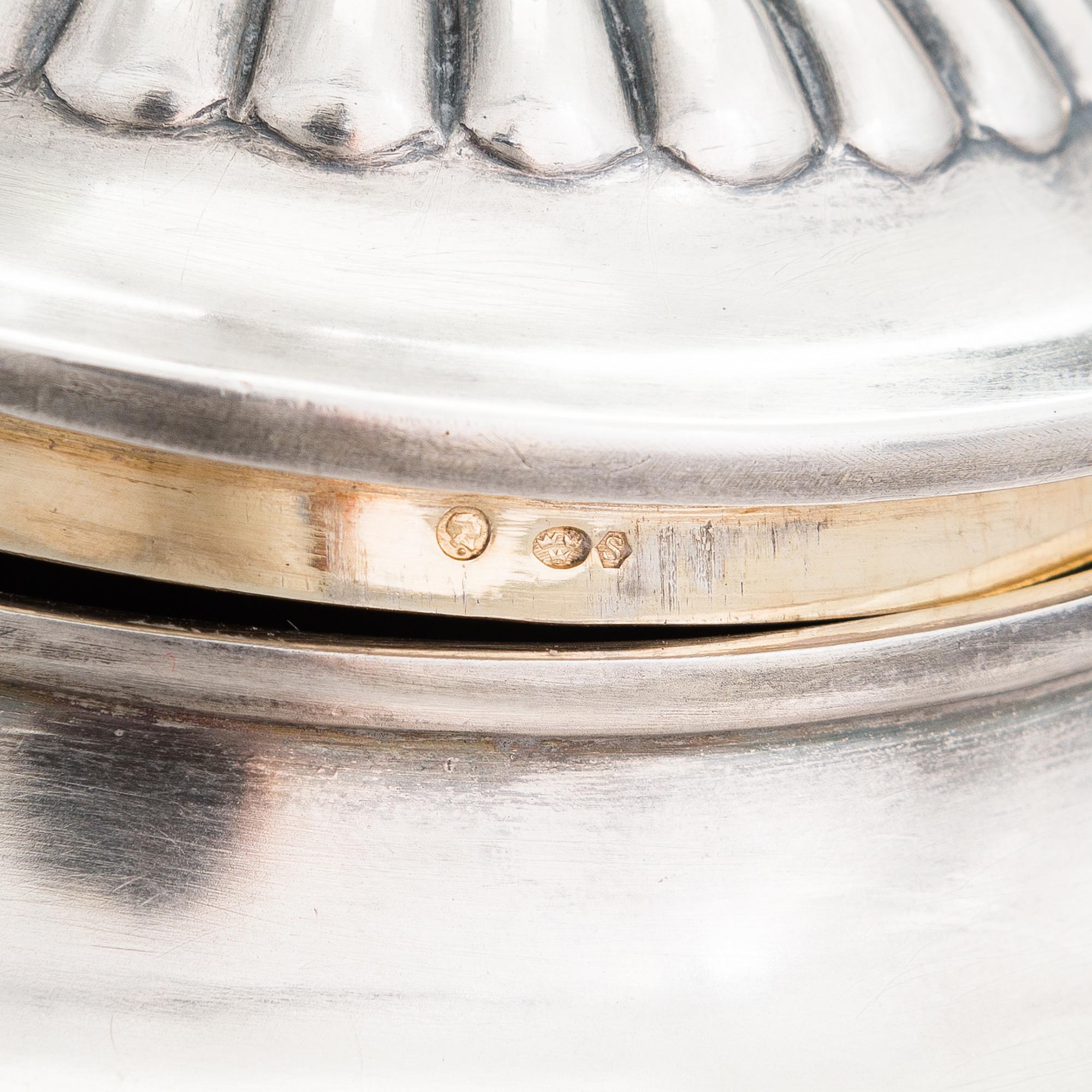 TEKANNA, silver, Ljubavin med hovleverantörsmärke, Ryssland 1900-talets början, svenska kontrollstämplar.