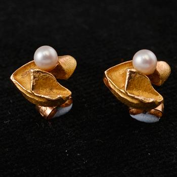 RINGAR, 2 st. samt ÖRHÄNGEN, guld 18K/14K, diamant, pärlor. Vikt tot. 9 g.