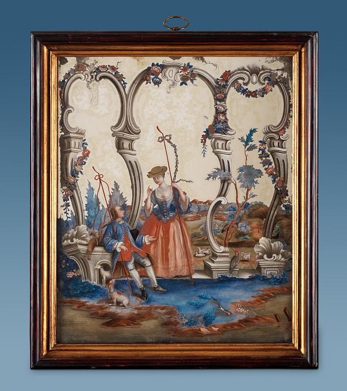 SPEGELGLASMÅLING. Qing dynastin, 1700-tal.