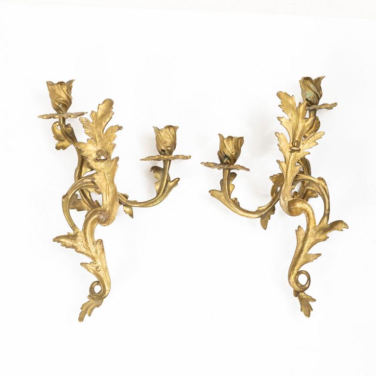 Wall sconces, a pair, Rococo style, early 20th century.