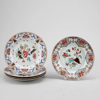 TALLRIKAR, 4+1, kompaniporslin. Kina, Qianlong (1736-95).