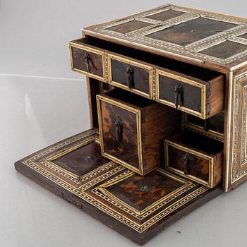 A Spanish colonial bone and tortoise inlayed writing-box, circa 1700.