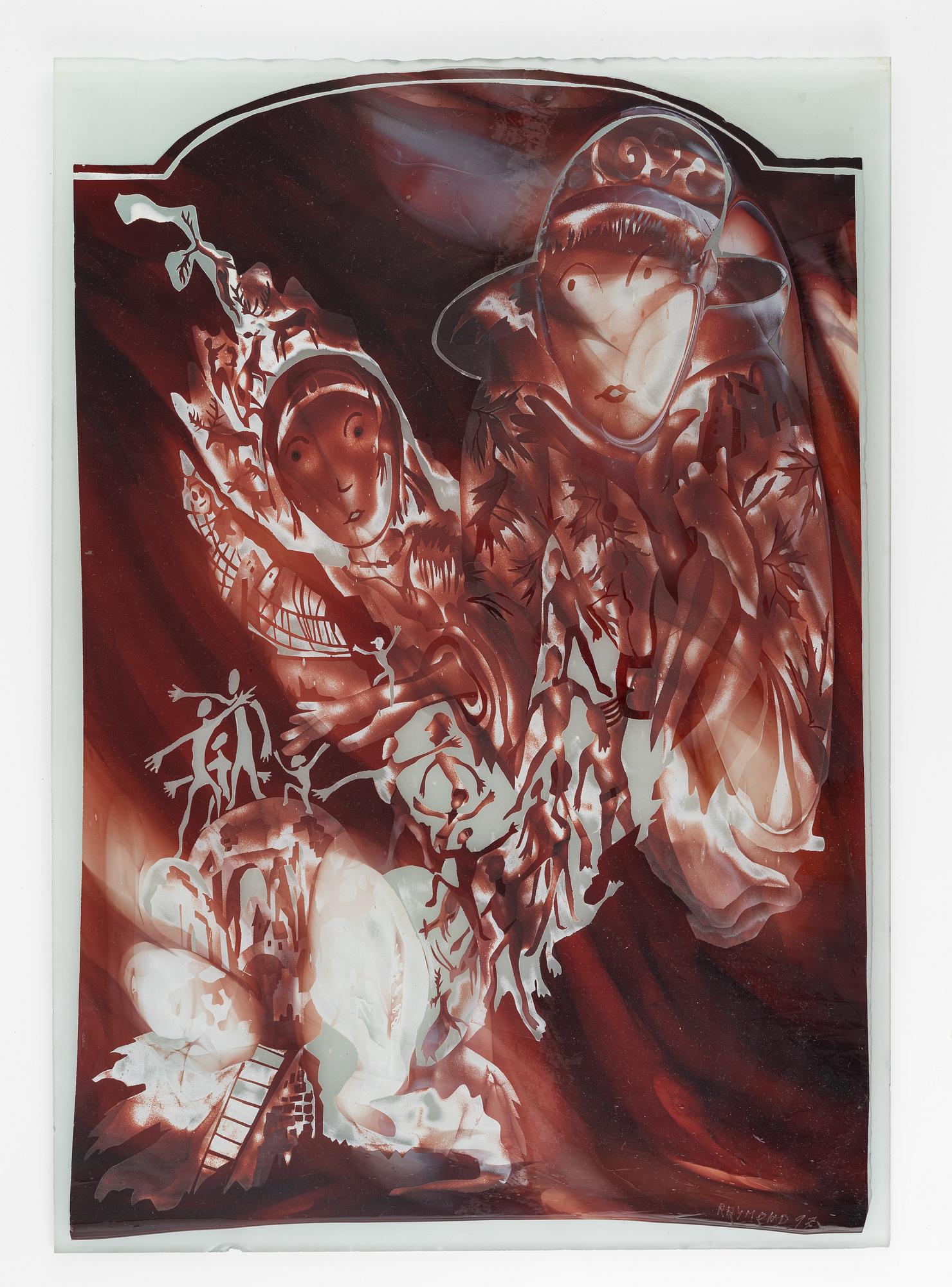 Jean Paul Raymond, relief, glas, signerad och daterad 92.