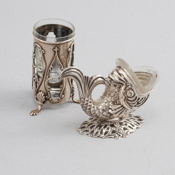 PARTI SILVER, 9 delar, bl a Henry Williams, Birmingham, 1905.