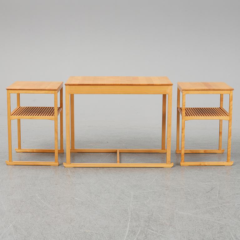 CARL MALMSTEN, a set of three nesting birch tables 'Släden' (The sled), City Möbler AB.