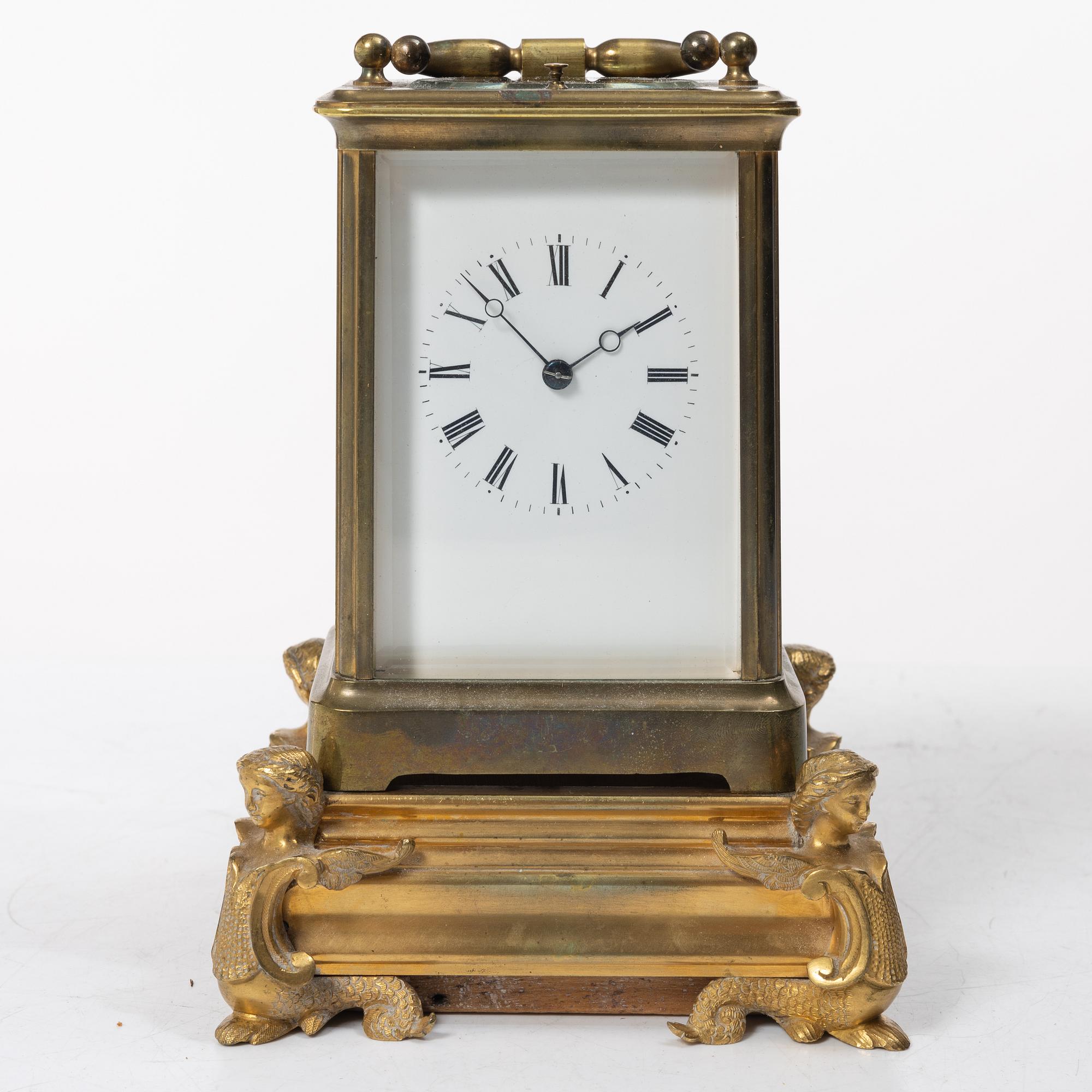 Travel clock, circa 1900.