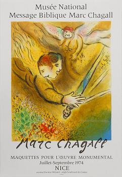 Marc Chagall · MARC CHAGALL, efter, färglitografisk affisch, Mourlot, Paris 1974.