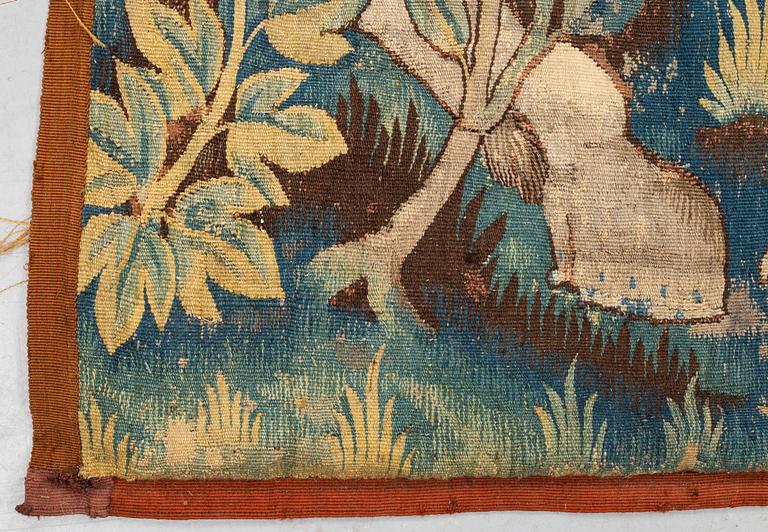 A tapestry, "Wolf hunting", tapestry weave, ca 250,5 x 240,5 cm, Flanders first half of the 17th century or older.