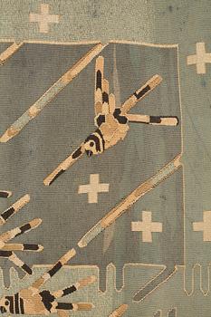 Annie Frykholm, a tapestry, tapestry weave ("Hauteliss textile"), ca 252,5-258 x 141-146 cm, signerad NK TG AFm.