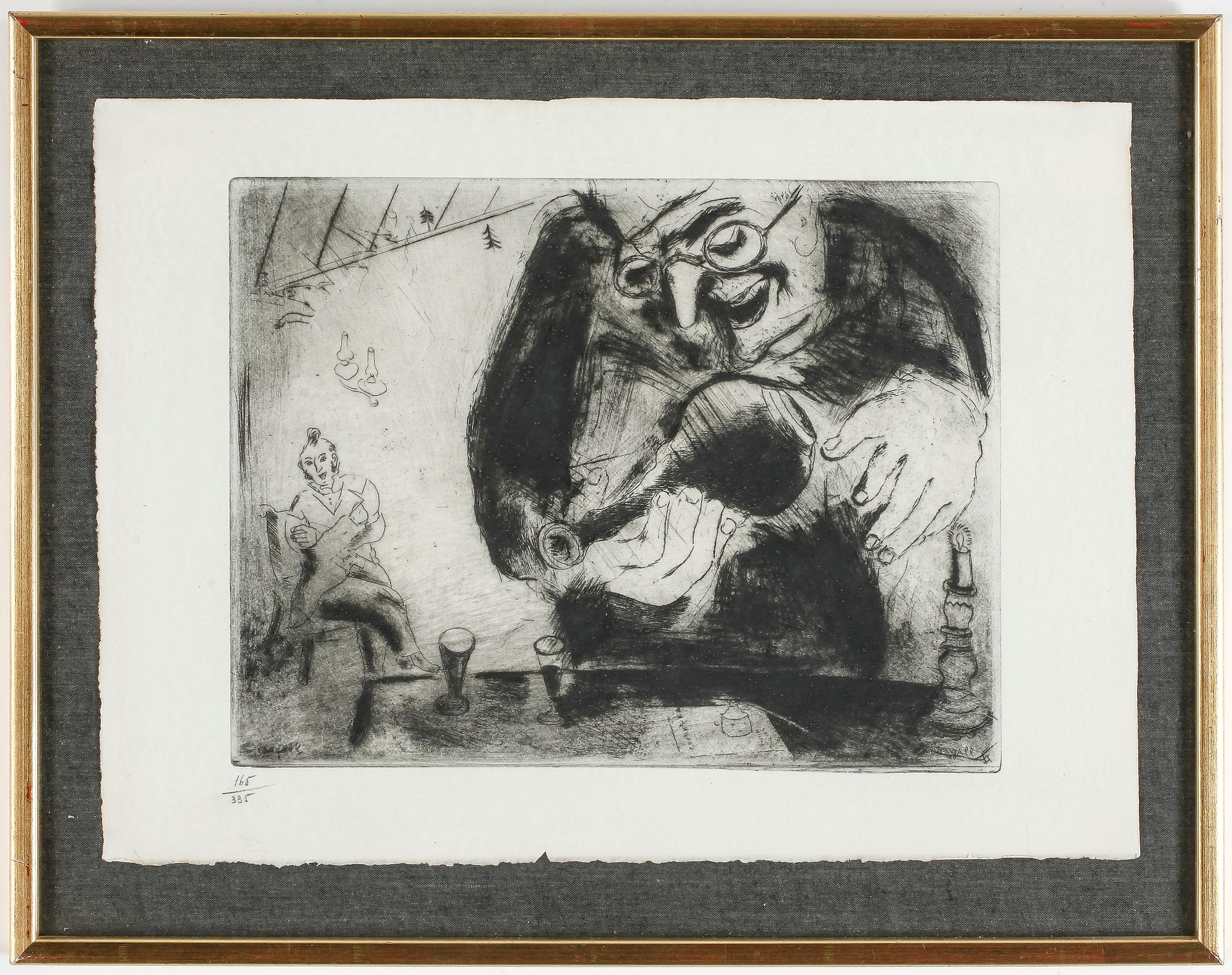 MARC CHAGALL, etsning, signerad i tryck och numrerad 165/335.
