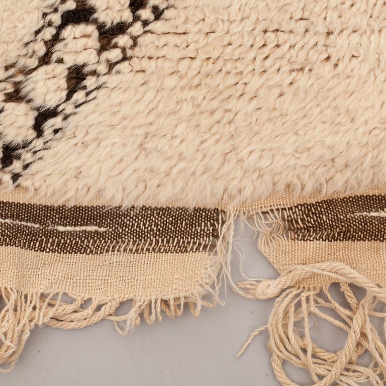 A CARPET, probably Morocco, old, ca 403 x 196 cm (plus a few cm flat weave at each end).