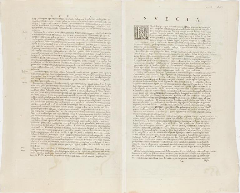 A hand coloured copper plate map by Anders Bure, 17th Century.