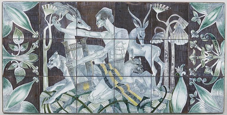 Marian Zawadzki, a ceramic tile table, Tilgmans, signed MZ and dated 58.