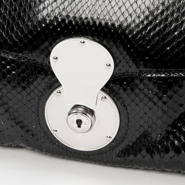 CLUTCH, Ralph Laurent, a black snakeskin embossed shoulder bag / clutch bag, Ralph Lauren.