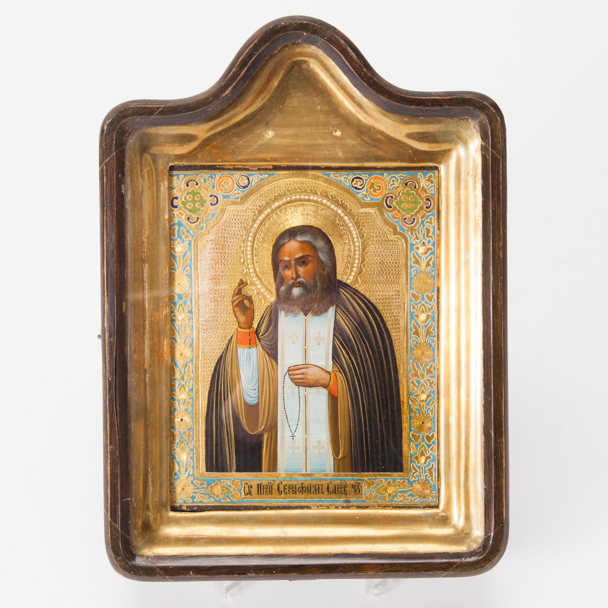 IKON i KIOTA, tempera på pannå samt förgyllningar, Ryssland sekelskiftet 1800/1900.