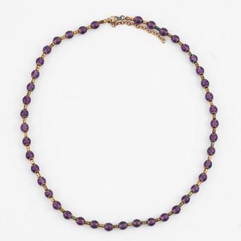 Collier och örhängen, set, Metropolitan Museum Art, förgyllt silver med ametister.