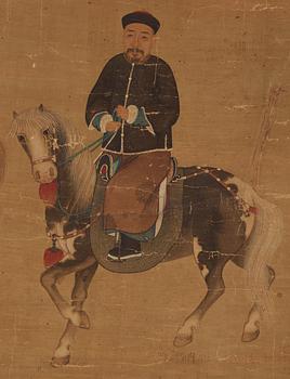 A large hand scroll of an imperial hunting part, Qing dynasty.