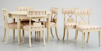 MATSALSGRUPP, 7 delar, gustaviansk stil, 1900-tal.