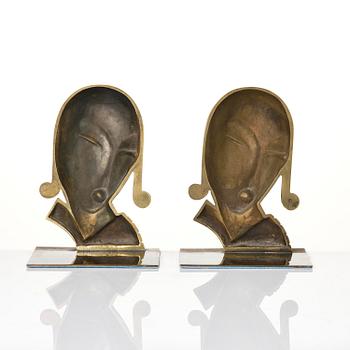 Carl-Einar Borgström, a pair of brass bookends model "840", Ystad-Metall.