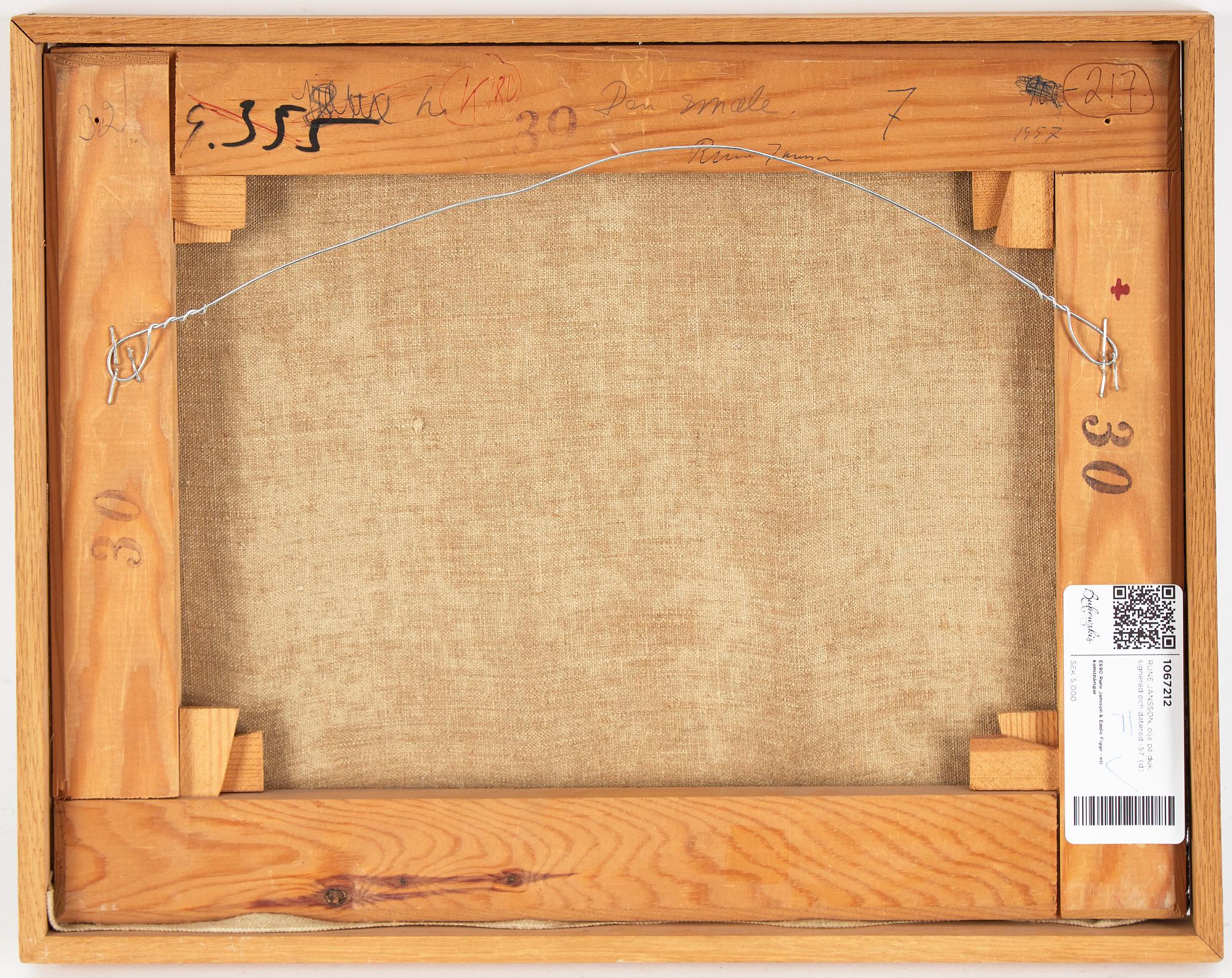 Rune Jansson, oil on canvas, signed and dated -57.