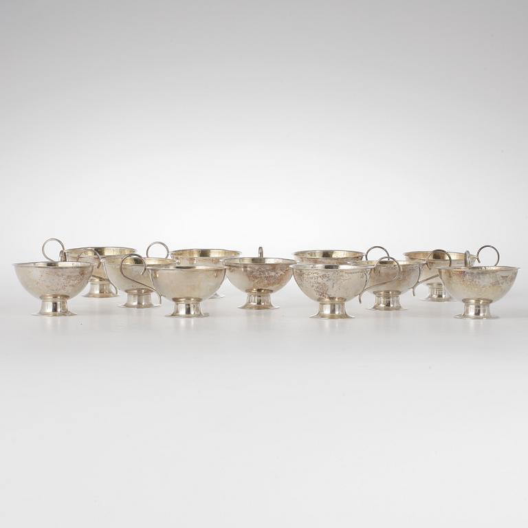 PUNSCHKOPPAR, 11 st, silver, Boliden. 1900-talets första hälft. Vikt ca 360 gram.