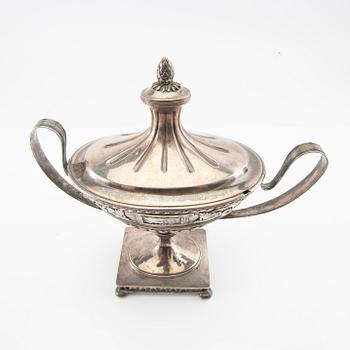 Samuel Pettersson sugar bowl, Empire style, silver, Linköping 1905.