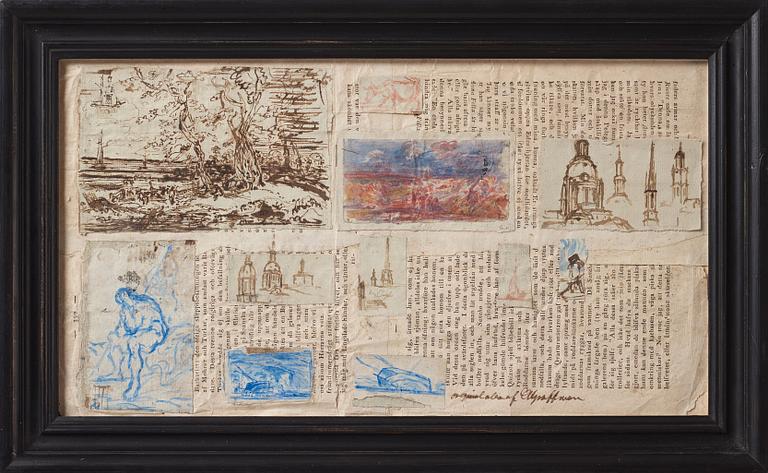 Carl Samuel Graffman, 11 drawings mounted on a printed sheet.