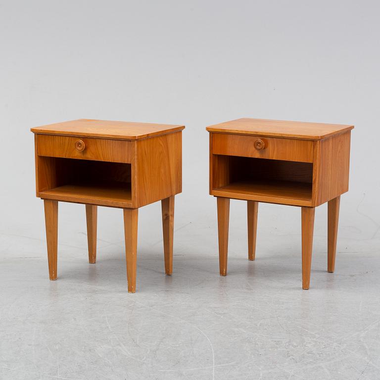 A pair of elm wood bedside tables, mid 20th Century.