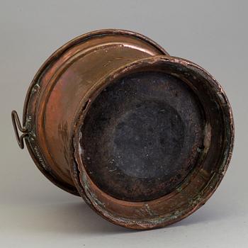 An 18th century copper wine cooler.