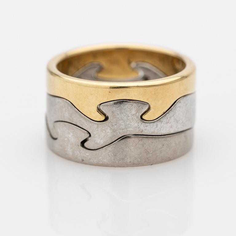 Georg Jensen, Ring, "Fusion", 3 +1 parts, 18K gold and white gold, set with brilliant-cut diamonds.
