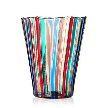 25. Gio Ponti, vas, glas, "A Canne" Venini, Murano Italien, 1950-1960-tal, modell nr 3702.