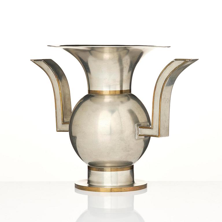 Nils Fougstedt, a rare pewter and brass vase model A 903, Firma Svenskt Tenn, Stockholm, 1929.