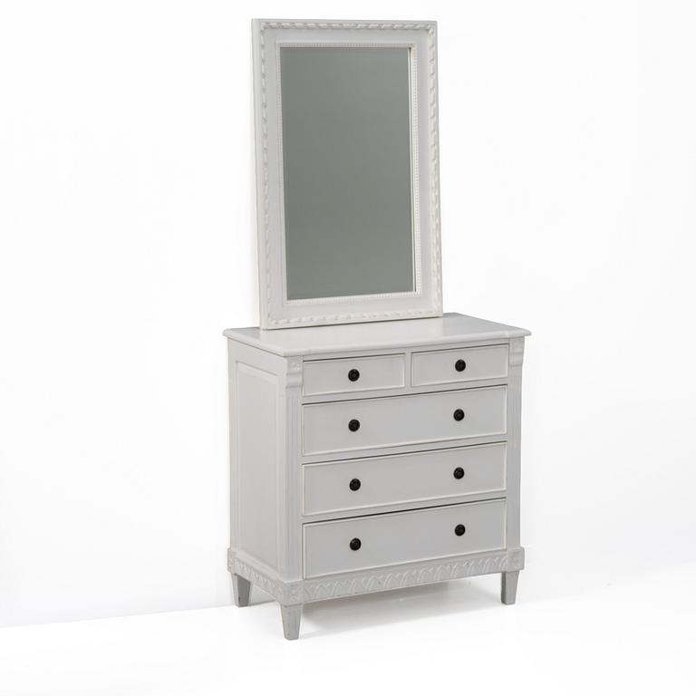 Chest of drawers and mirror, Gustavian style, Geromar.