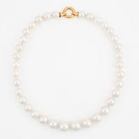 Necklace, with cultured South Sea pearls, clasp 18K gold.