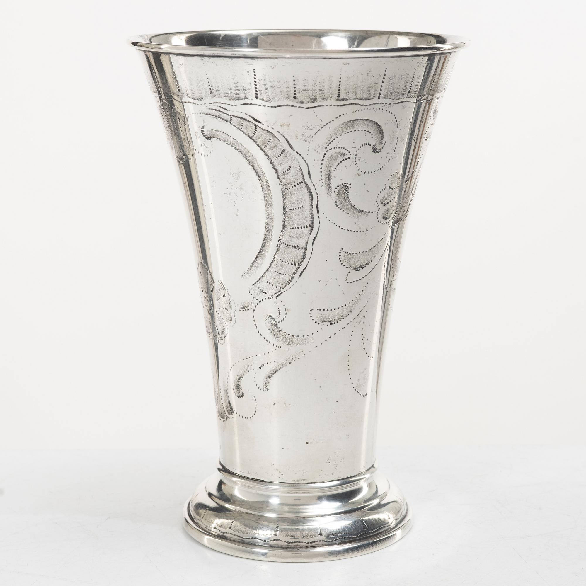 C.G. Hallberg, Beaker, silver, Rococo style, Stockholm 1931.