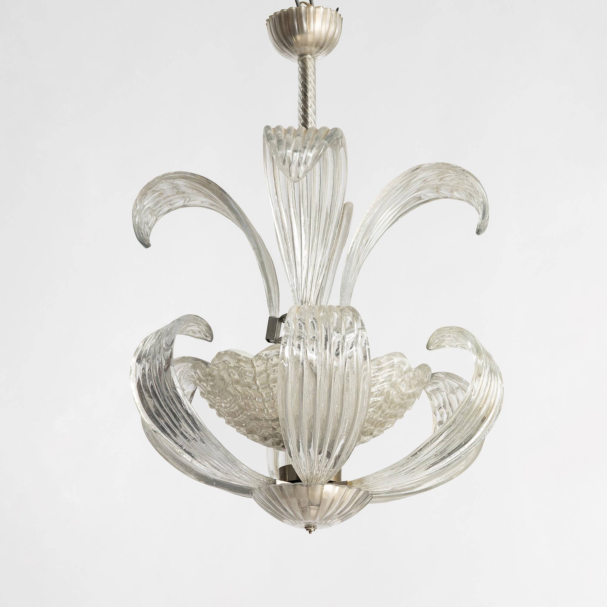 Fritz Kurz, Ceiling lamp, model KD 897/1, Orrefors, 1940s.