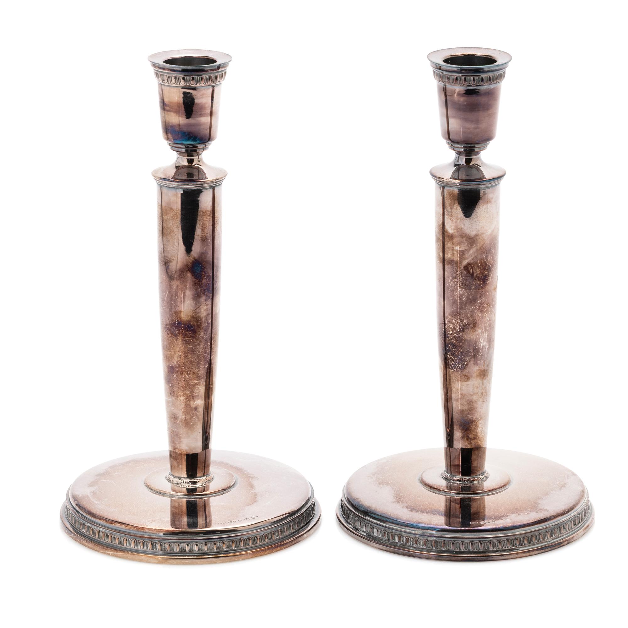 Candlesticks, a pair, silver, GAB, Stockholm, 1956.