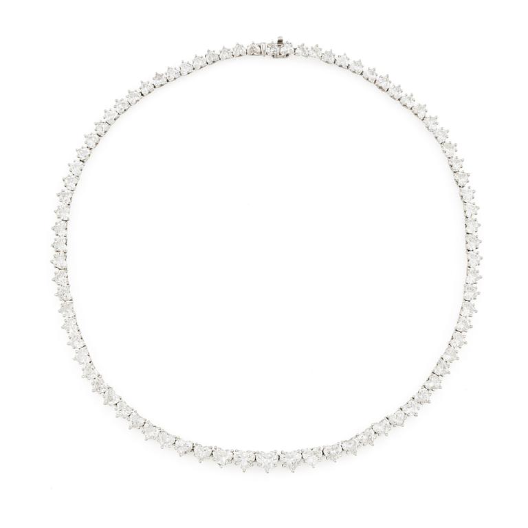 A Harry Winston platinum and heart-shaped brilliant-cut diamond necklace.