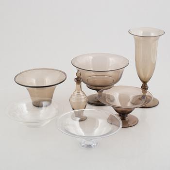 Edward Hald, seven pieces of glass, Sandvik/Orrefors, Sweden.