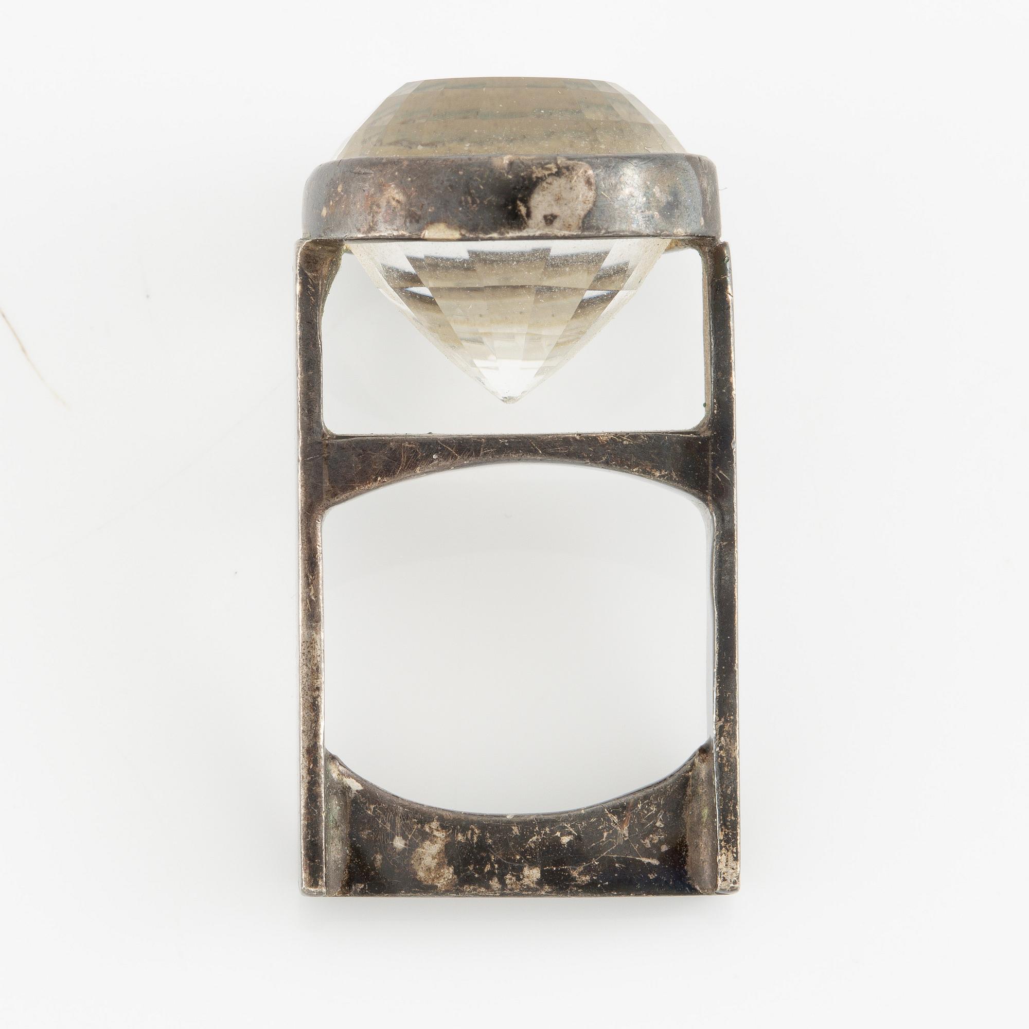 Ove Bohlin, ring, silver and rock crystal.