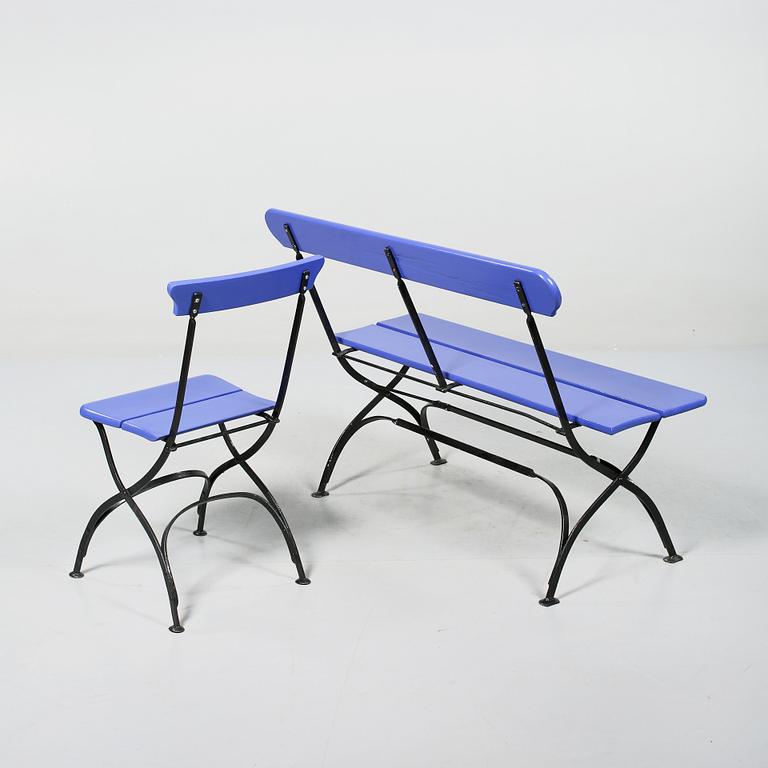 TRÄDGÅRDSSOFFA samt STOLAR, 4 st, 1900-tal.