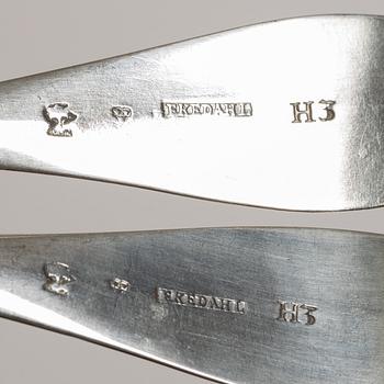 Nine Swedish silver spoons, early 19th century.